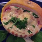 Ricetta, cestini gamberetti e pompelmo