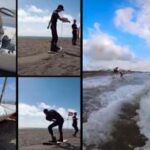 Matteo Mariotti torna sul surf con la protesi dopo l'attacco di uno squalo