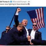 Trump, pugno alzato, sangue sul volto e bandiera: la foto simbolo