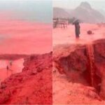 Mare 'rosso sangue' in Iran, lo spettacolo sull'isola di Hormuz