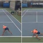 Tennista sbaglia colpi e non si regge in piedi: Crampi o alcol?