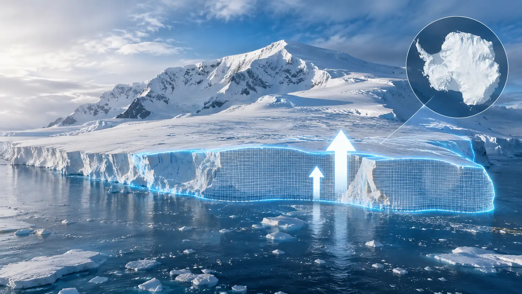 Calotta glaciale dell'Antartide vista dai satelliti NASA Antartide, l'aumento di ghiaccio del 2021-2023