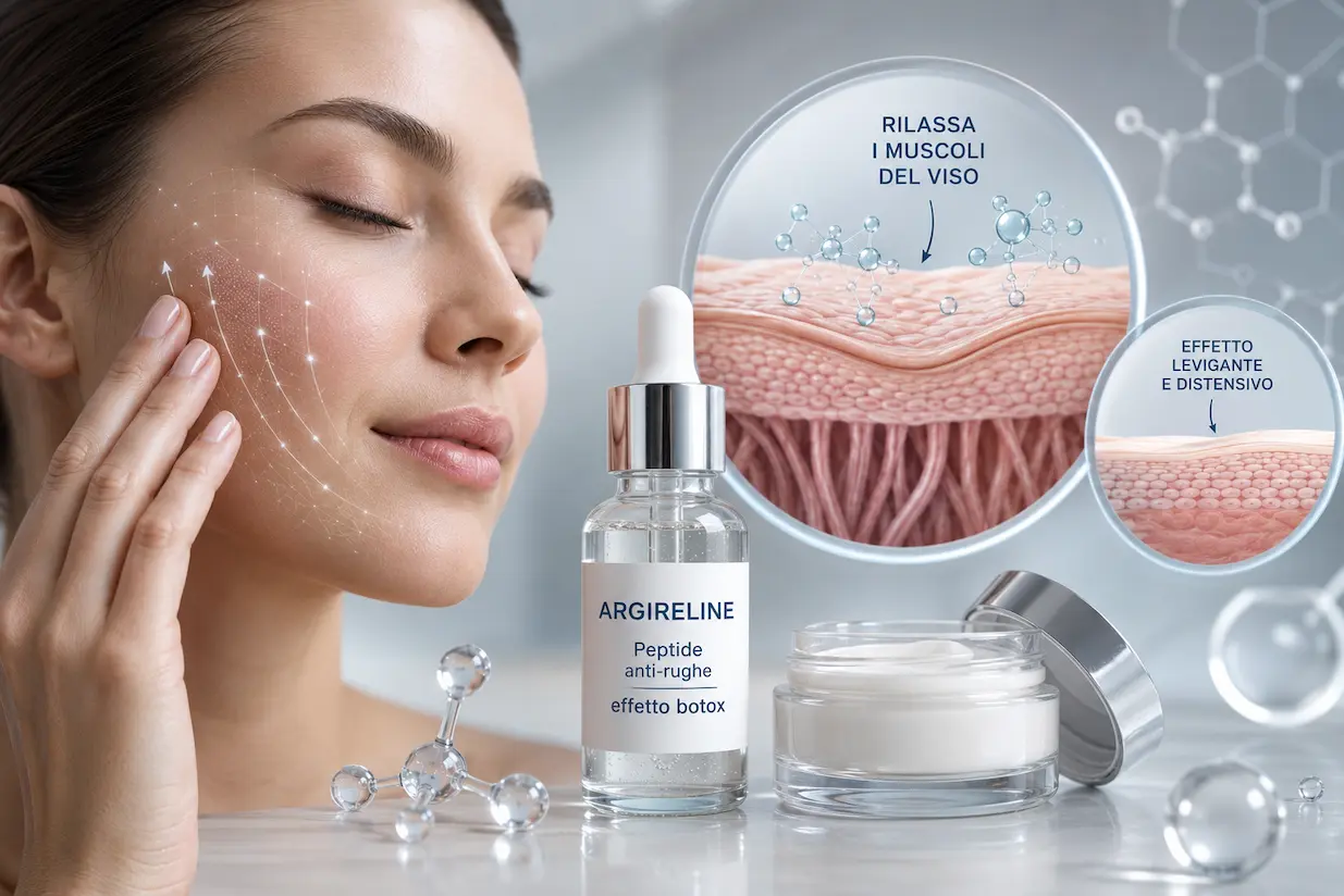 Argireline: siero anti-età con acetil esapeptide-8 applicato sul viso Argireline effetto botox crema siero