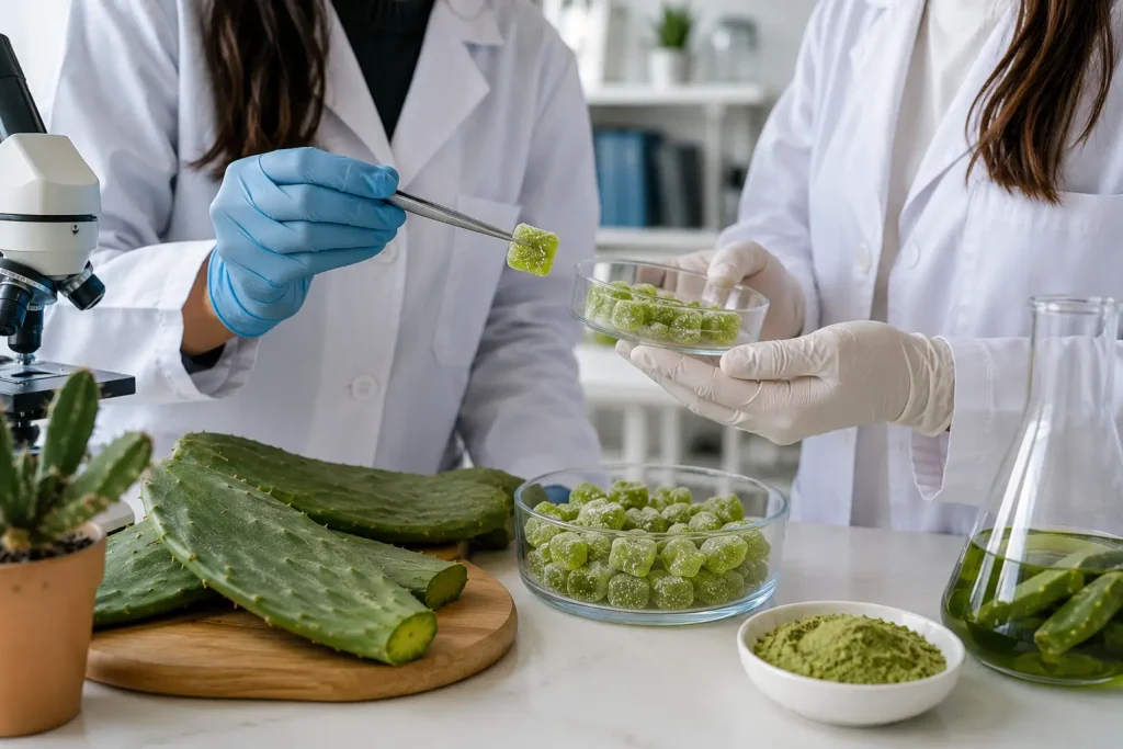 Caramelle gommose al Nopal raffigurate sul tavolo di due ragazze cilene che hanno inventato questa caramelle caramelle gommose al nopal