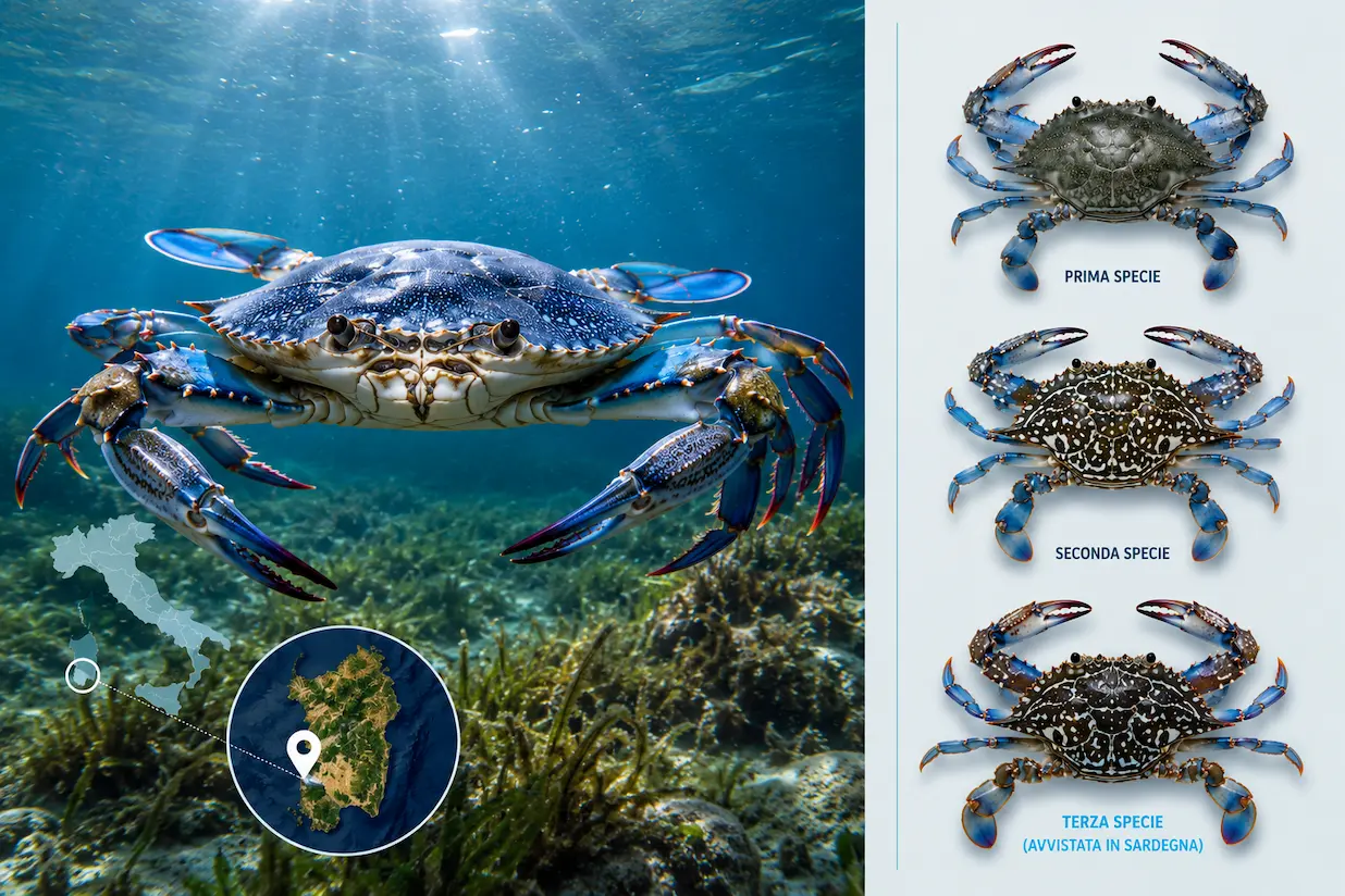 Granchio blu nuotatore Portunus segnis Sardegna