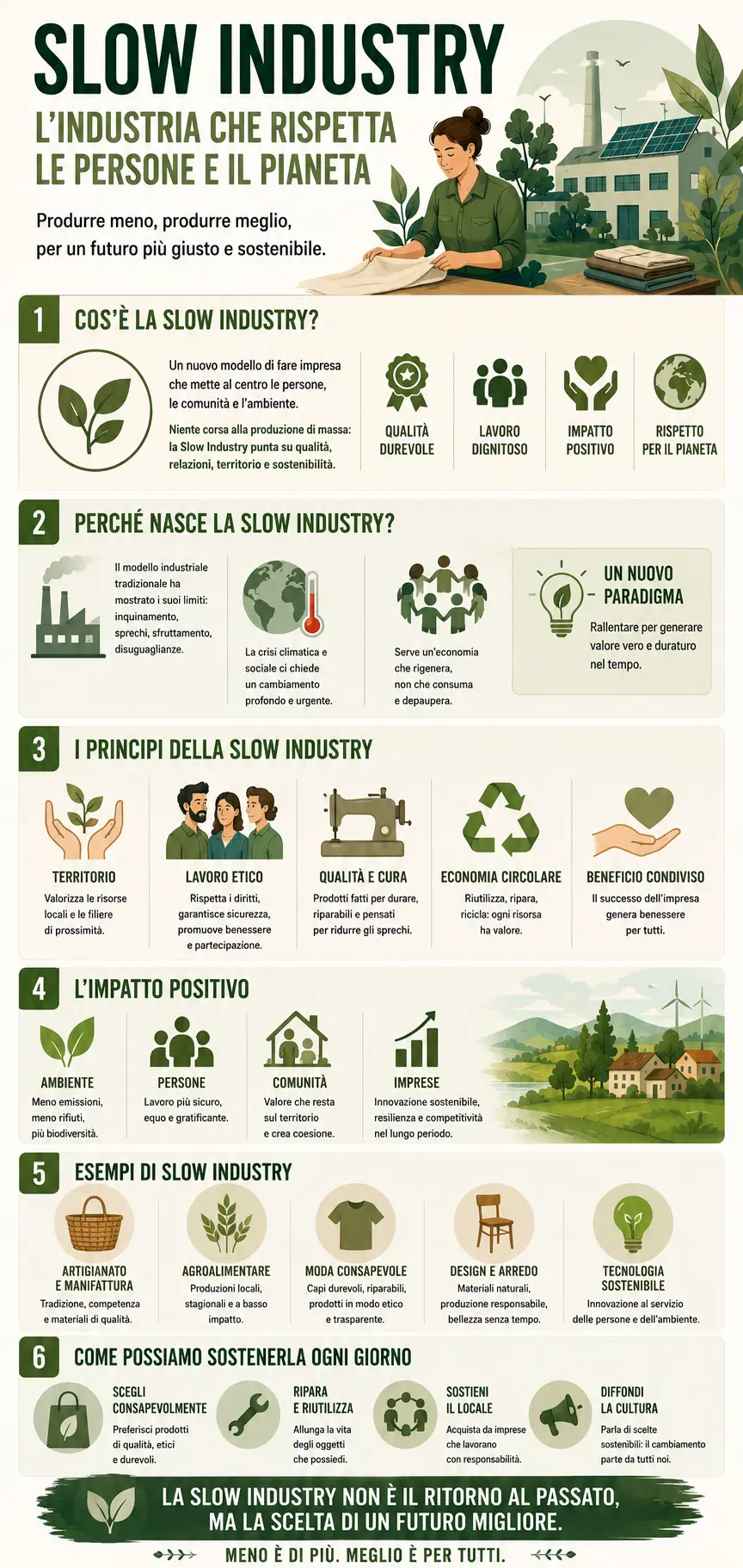 Infografica illustrativa dei vari tipi di Slow Industry, Artigianato digitale Infografica Slow Industry, Artigianato digitale