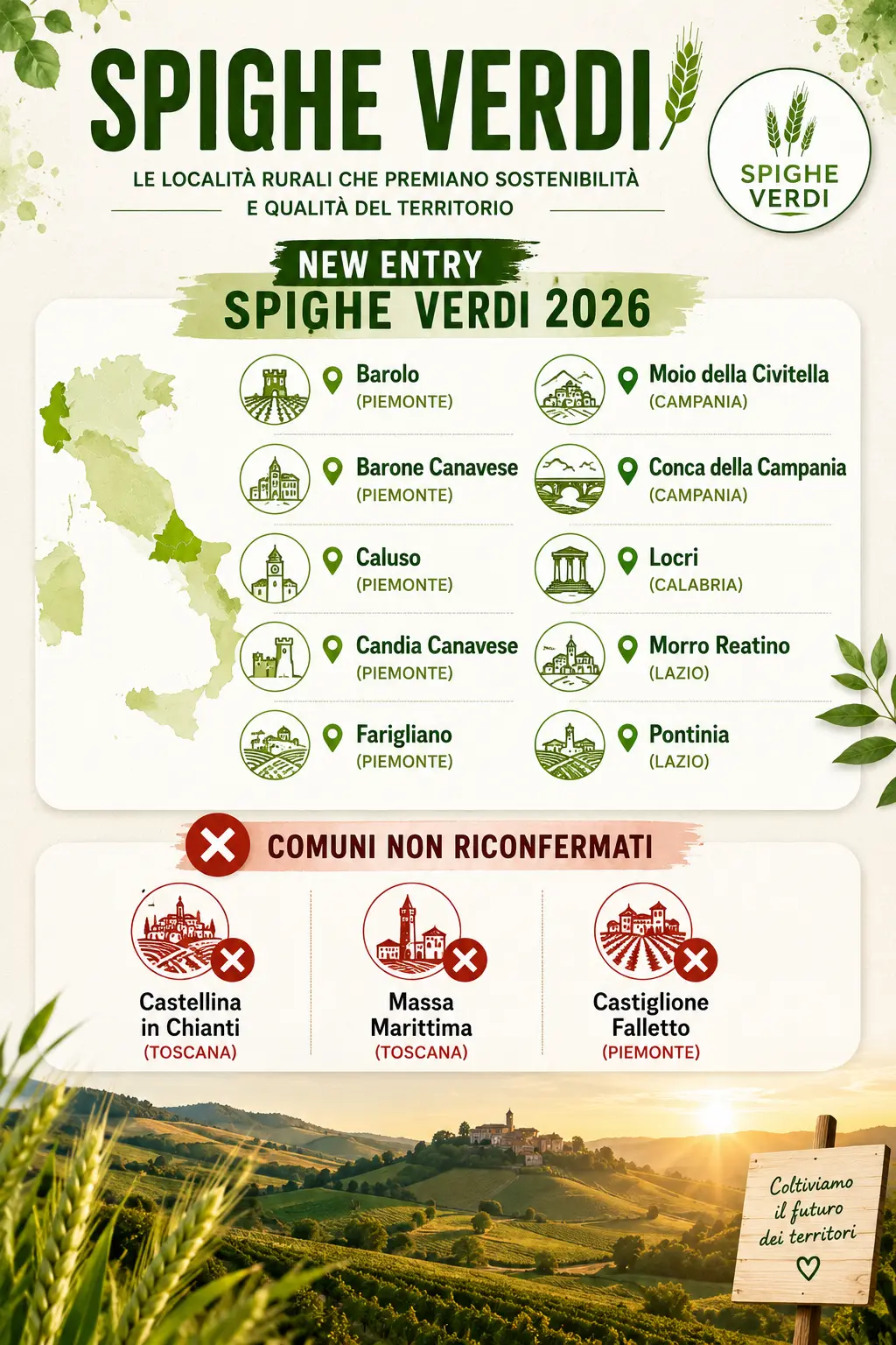 Spiga verde 2026 - chi è dentro e chi è fuori