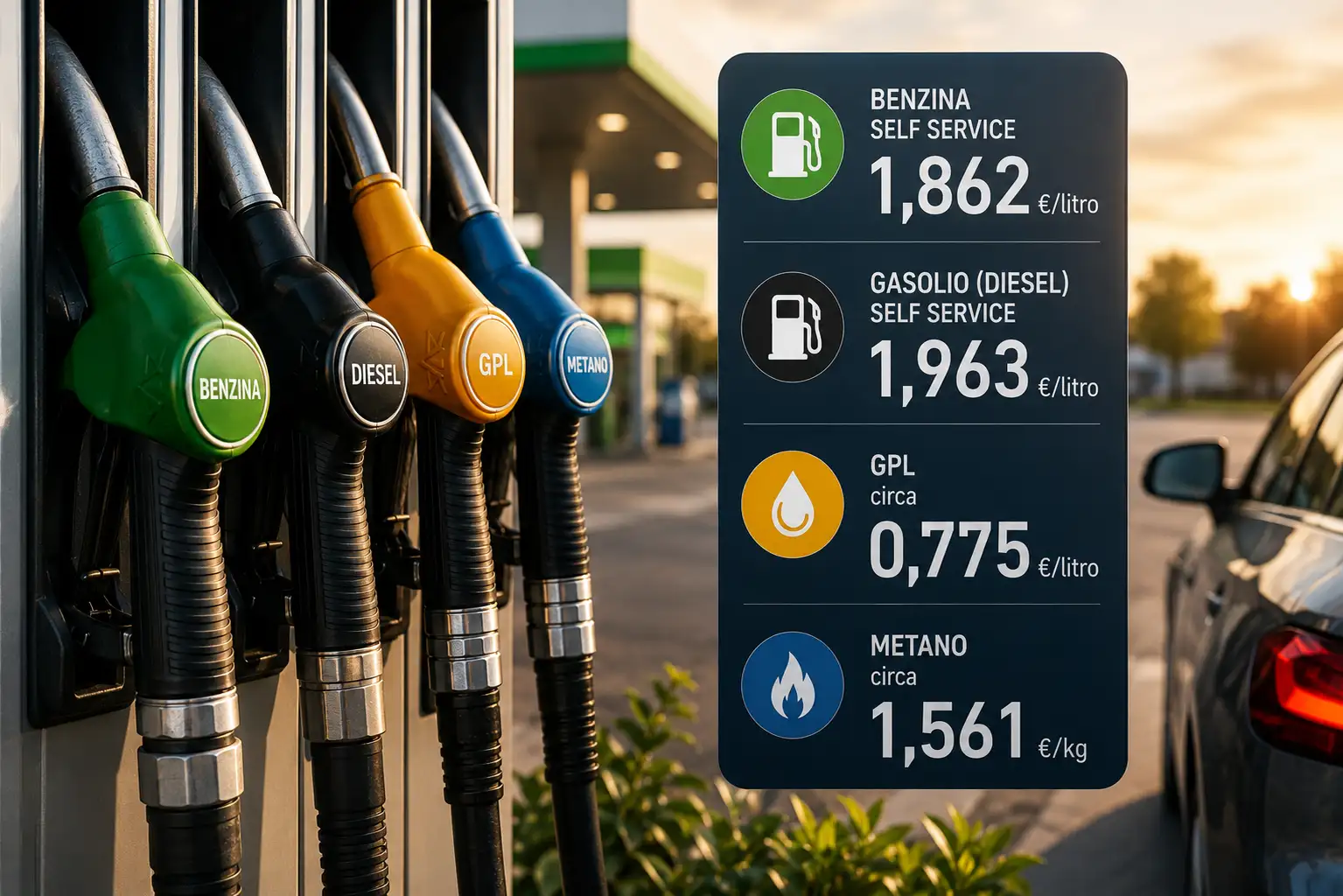 Prezzi benzina e diesel in calo, rilevazione 20 giugno 2026 Prezzi benzina e diesel in calo, rilevazione 20 giugno 2026