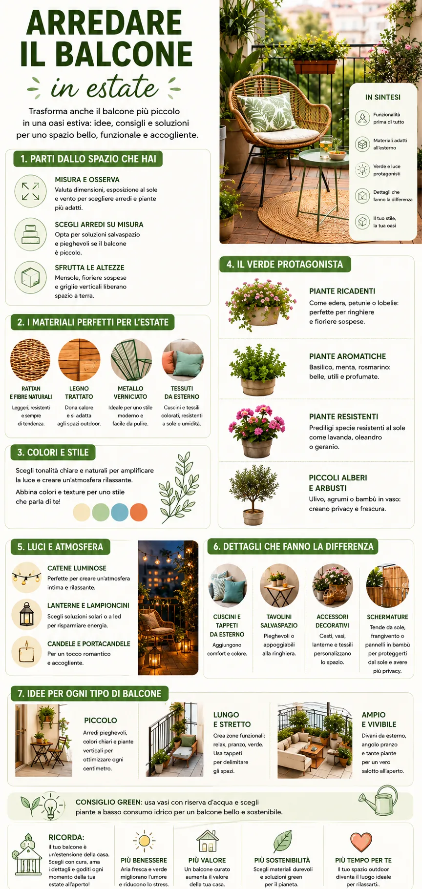 infografica arredare il balcone in estate