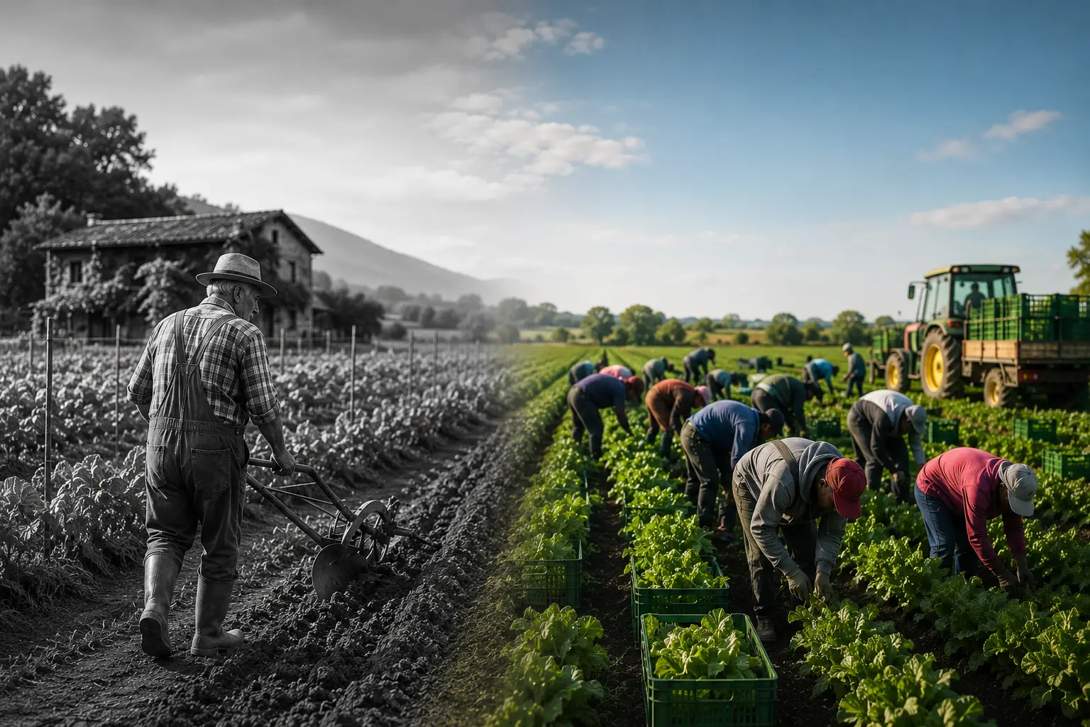 Bracciante al lavoro nei campi agricoli italiani durante la raccolta lavoro agricolo in italia