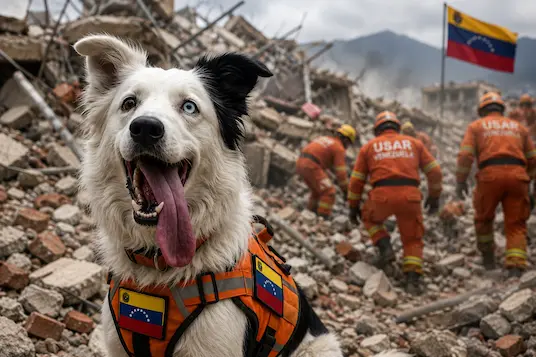 Tsunami, il cane soccorritore del terremoto in Venezuela in evidenza
