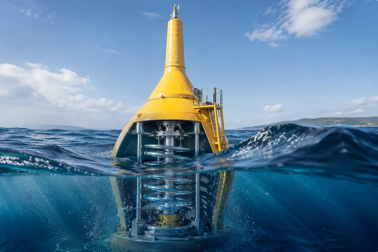 WaveSpring: convertitore di energia dalle onde di CorPower Ocean nel mare WaveSpring CorPower energia onde