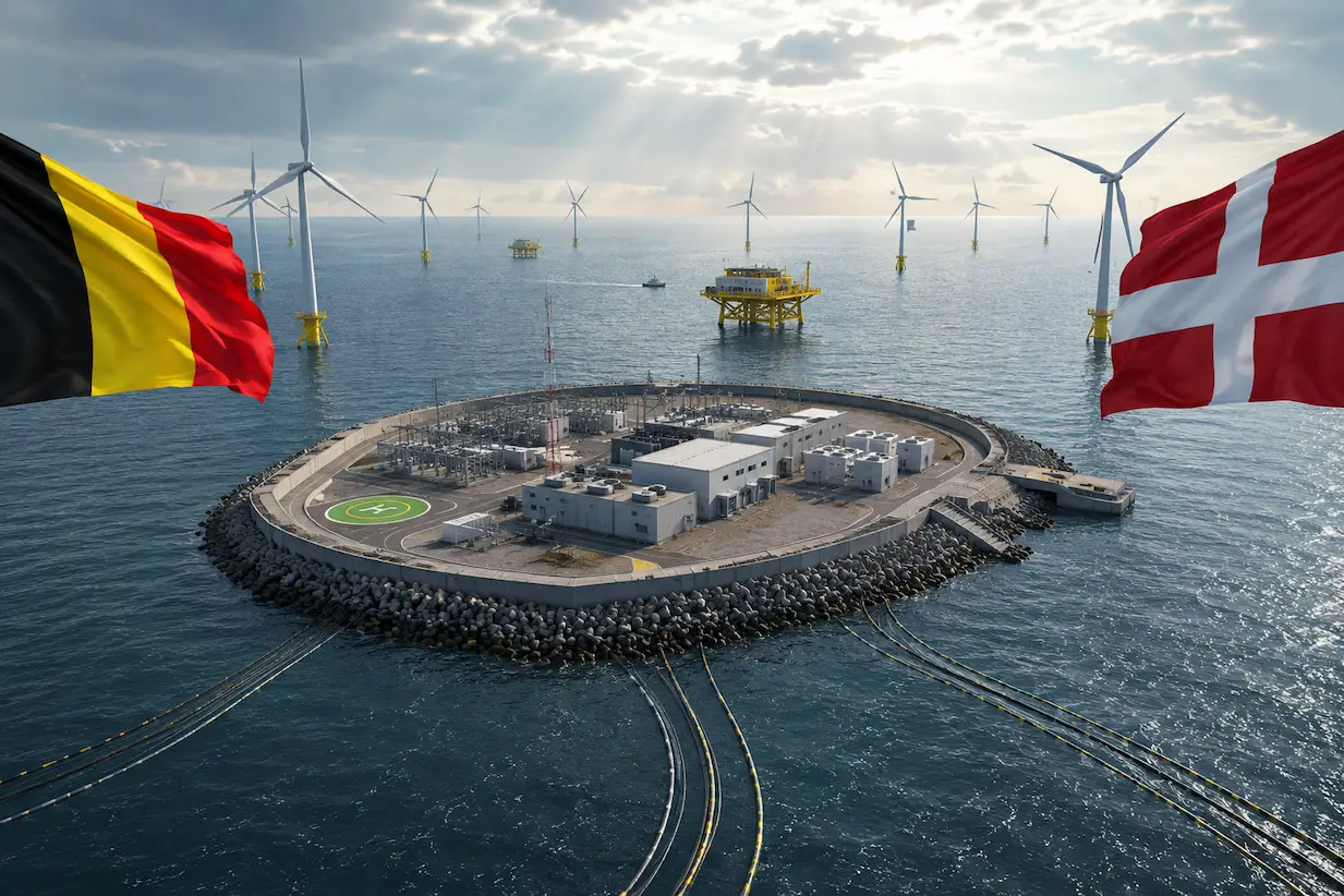 Isola artificiale per l'energia eolica offshore nel Mare del Nord Isole energetiche artificiali Mare del Nord, Belgio e Danimarca