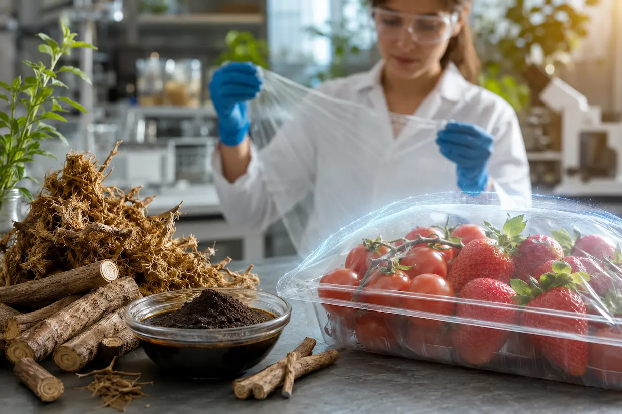 Smart packaging con additivo antimicrobico dagli scarti della liquirizia per la conservazione delle fragole Smart packaging e additivo dalla liquirizia