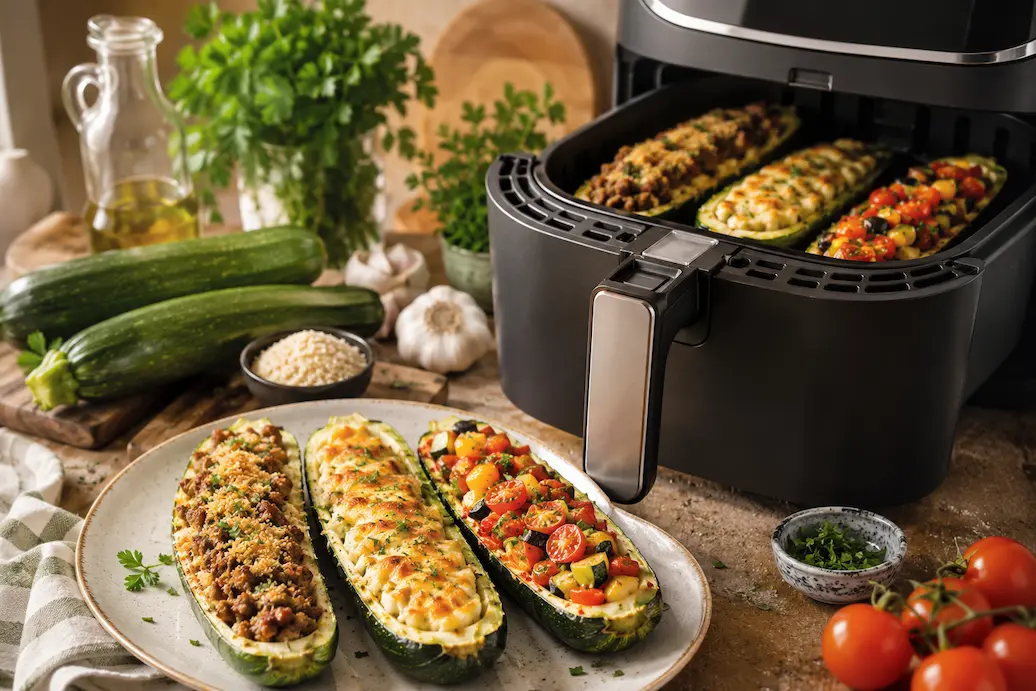 zucchine ripiene friggitrice ad aria varie ricette estive Zucchine ripiene in friggitrice ad aria