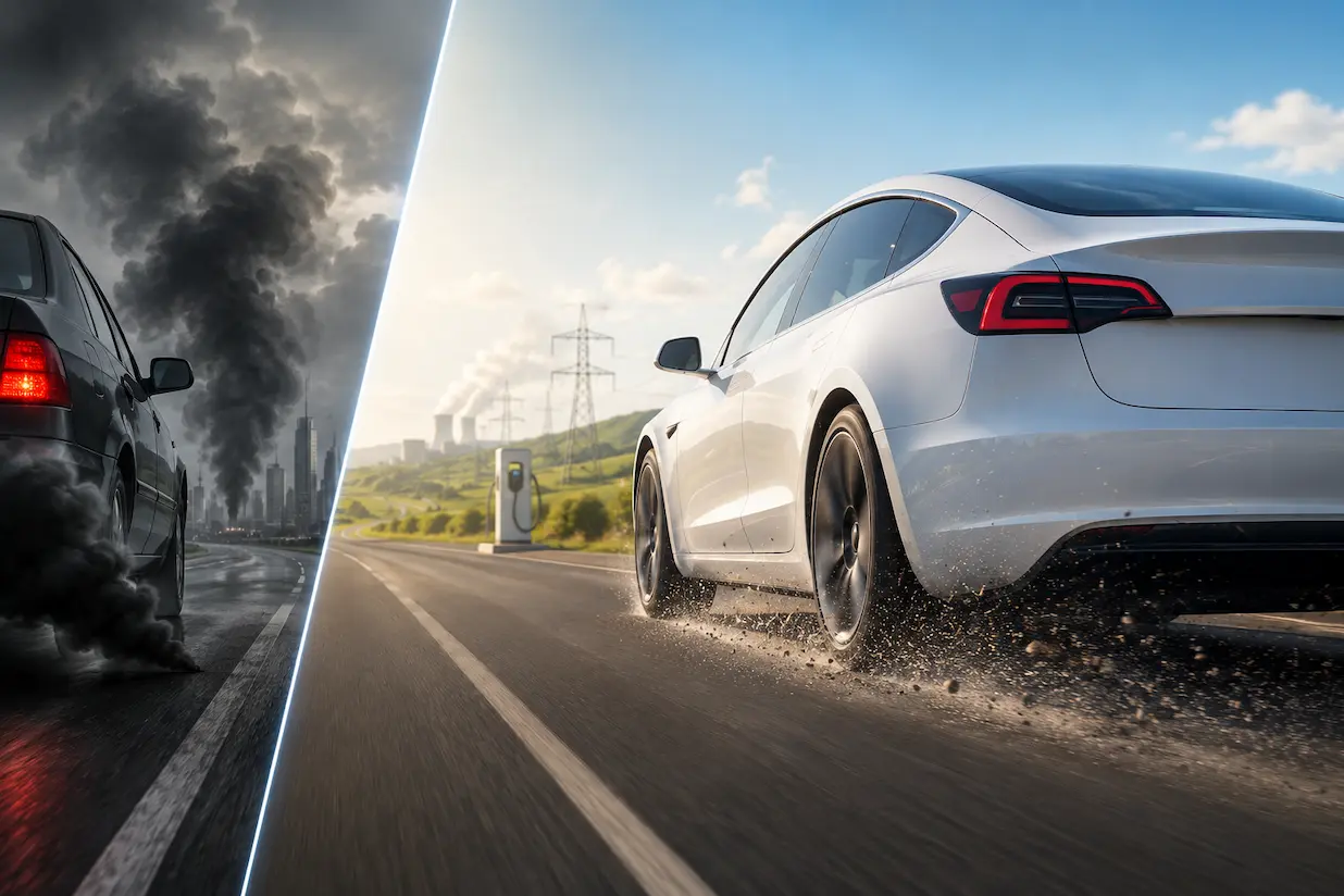 auto elettrica emette CO2 mentre viaggia verità emissioni scarico e particolato Auto elettrica ed emissioni di CO2